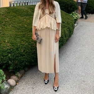 Self-Portrait Cream and Tan Lace Dress